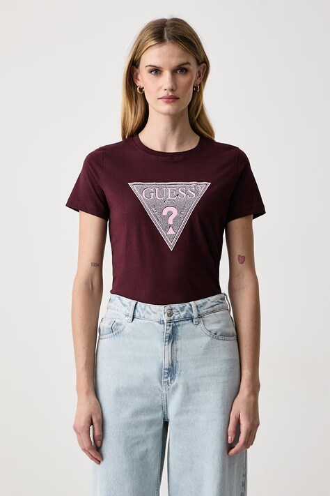 Guess T-shirt damski bawełniany czerwony W6BI20 K6039