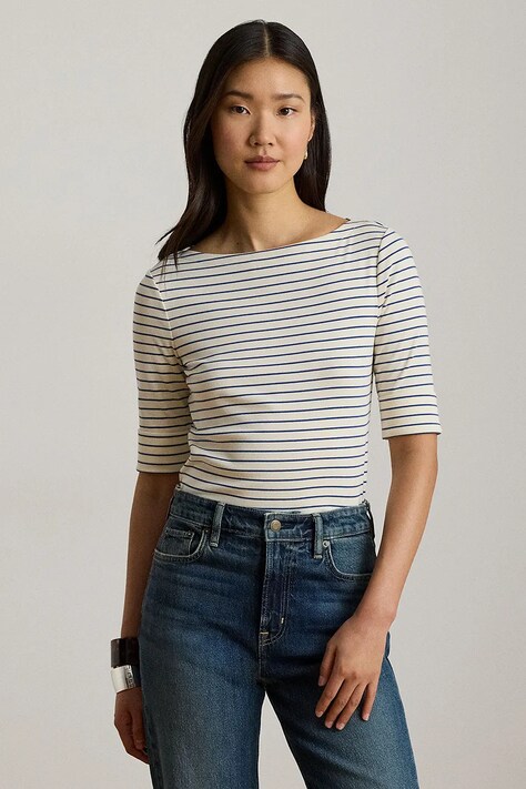 Lauren Ralph Lauren T-shirt damski z bawełną beżowy 200P13919