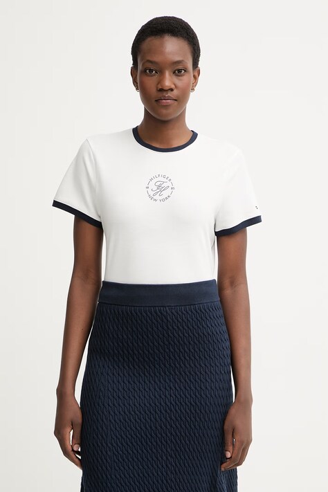 Tommy Hilfiger T-shirt damski z lyocellem biały WW0WW50032