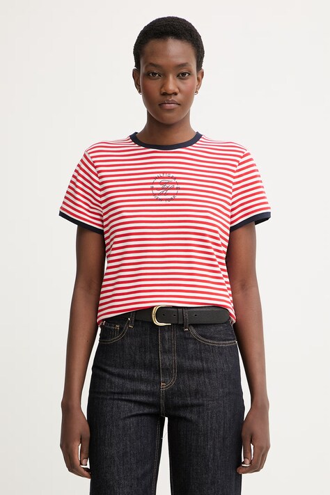 Tommy Hilfiger t-shirt γυναικείο με lyocell κόκκινο WW0WW50032