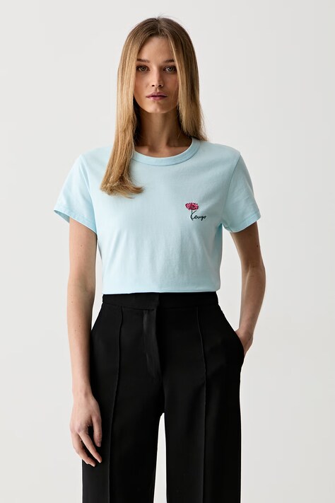 Kenzo T-shirt damski bawełniany niebieski FG62TS2714SG