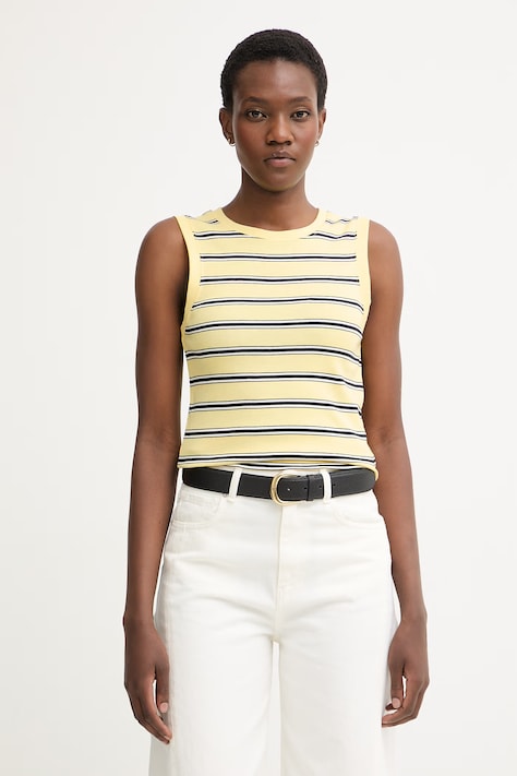 Tommy Hilfiger top dámsky bavlnený žltý WW0WW50025