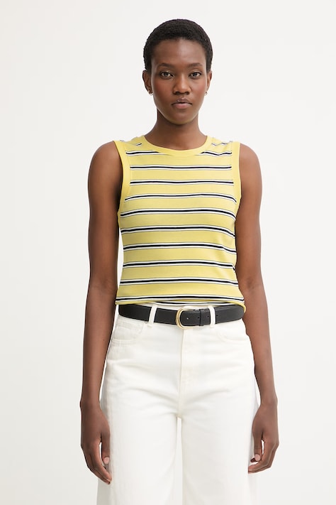 Tommy Hilfiger top dámský bavlněný žlutý WW0WW50025
