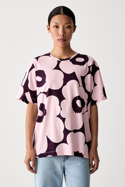 Marimekko тениска дамска от памук розова 096340