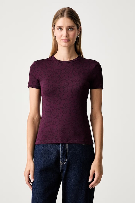 Marimekko T-shirt damski fioletowy 095926