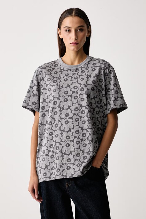Marimekko Kratka majica ženska bombažna siva 095937
