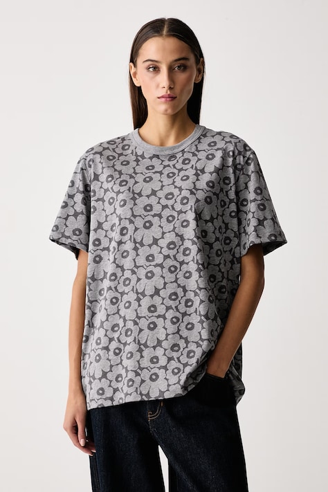Marimekko Majica za žene od pamuka siva 095937