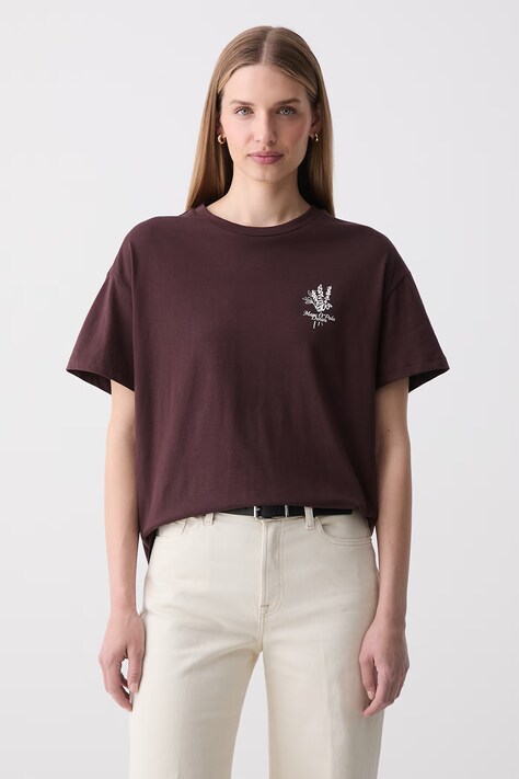 Marc O'Polo T-shirt damski bawełniany bordowy 5000010178