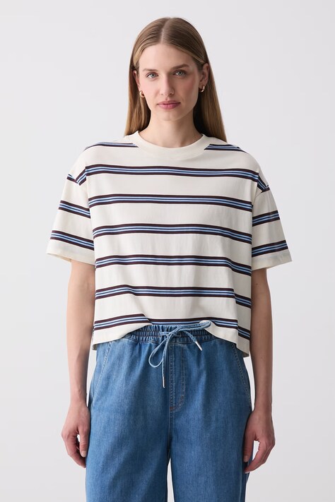 Marc O'Polo T-shirt damski bawełniany beżowy 5000010172