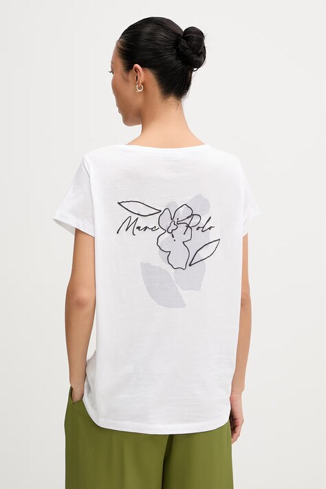 Marc O'Polo T-shirt damski bawełniany biały 5000014378