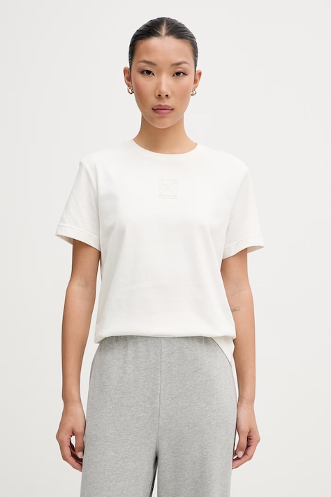 Calvin Klein T-shirt damski bawełniany beżowy LV044G200G