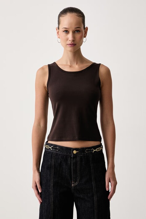Guess Top dámsky s lyocellom JUNIE hnedý O6BM14 K5059