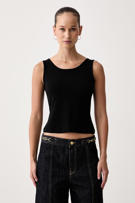 Guess Top dámsky s lyocellom JUNIE čierny O6BM14 K5059