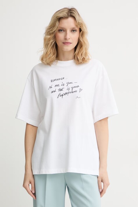 BOSS Orange T-shirt damski bawełniany C_Eboys_3 biały 50566831