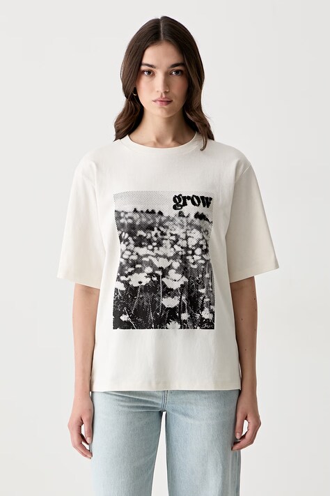 BOSS Orange T-shirt damski bawełniany C_Eregular_4 beżowy 50566819