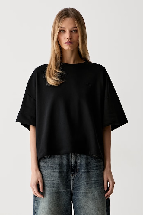 Gestuz T-shirt damski z bawełną GZgilsa czarny 10911431