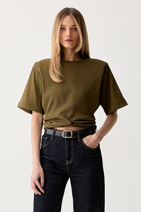 Gestuz T-shirt damski bawełniany z elastanem GZbetty zielony 10911429