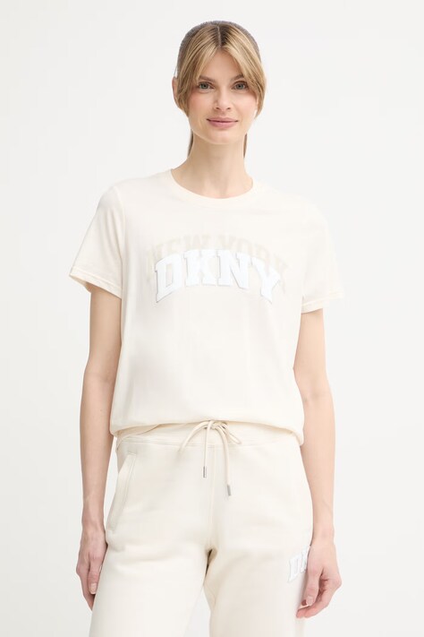 DKNY T-shirt damski bawełniany beżowy DP6T1733