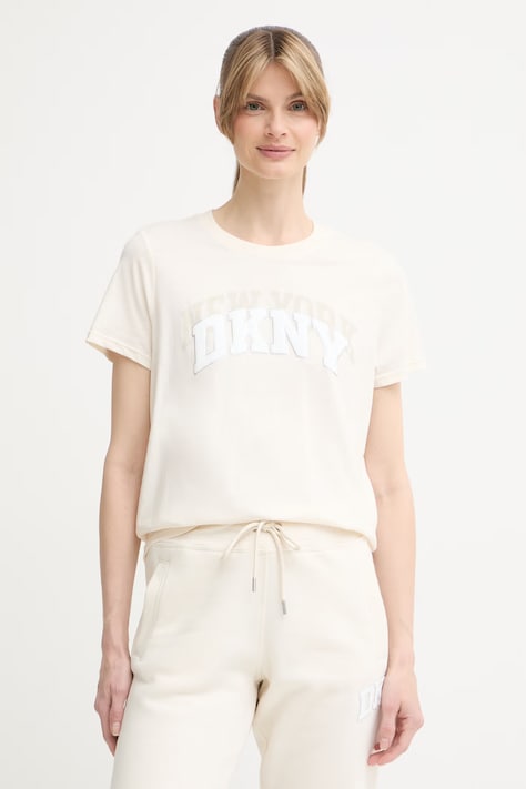 DKNY T-shirt damski bawełniany beżowy DP6T1733