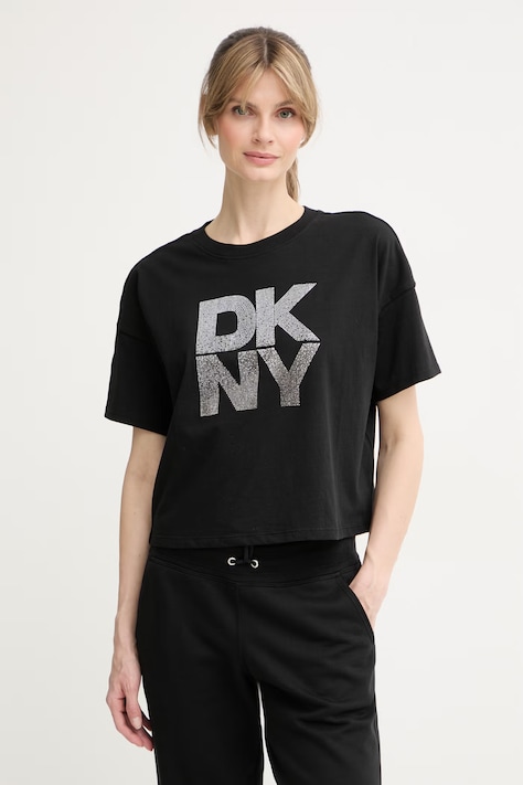 DKNY T-shirt damski bawełniany czarny DP6T1731