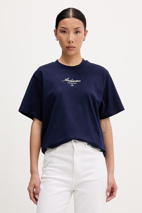 HUGO T-shirt damski bawełniany Vintage Tee_25 granatowy 50573326