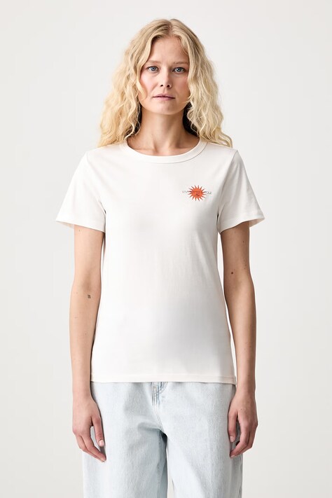 HUGO T-shirt damski bawełniany Deloris_5 beżowy 50571074