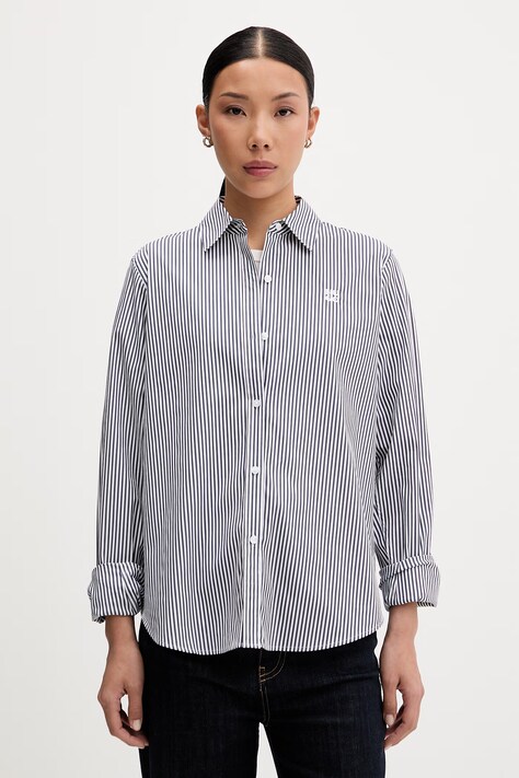 HUGO crop top damski z bawełną Delanor_4 beżowy 50570857
