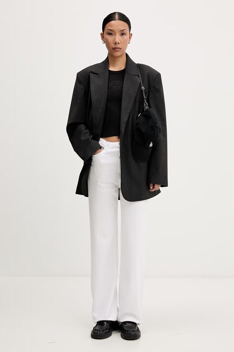 HUGO crop top damski bawełniany Delanor_4 czarny 50570857