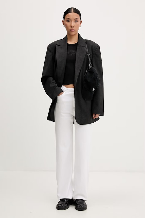 HUGO crop top γυναικείο με βαμβάκι Delanor_4 μαύρο 50570857