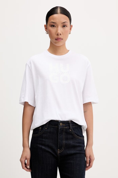 HUGO T-shirt damski bawełniany Dashire_5 biały 50566678