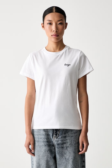 HUGO Blue T-shirt damski bawełniany Damatee_B biały 50575770