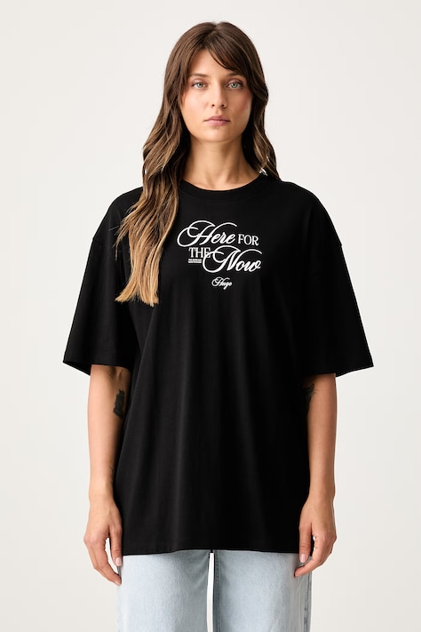 HUGO Blue kratka majica ženska bombažna Oversized Tee_B_15 črna 50566578
