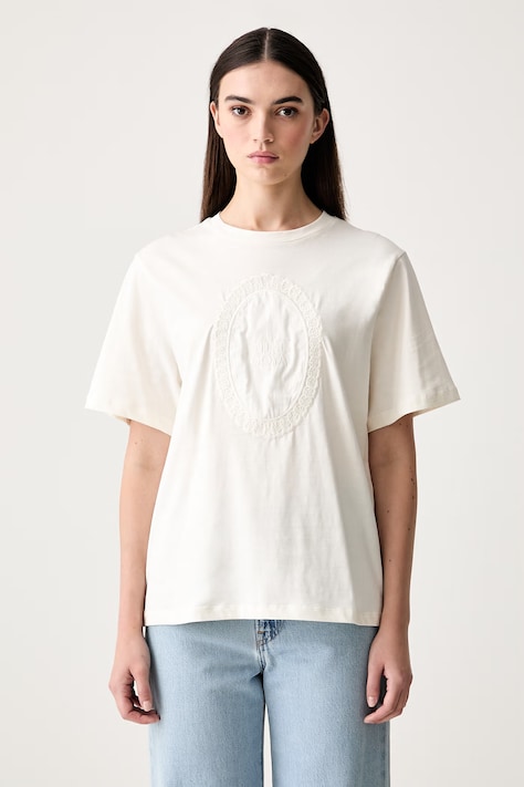 Stine Goya T-shirt damski bawełniany beżowy SG-PF26-T009-2243B