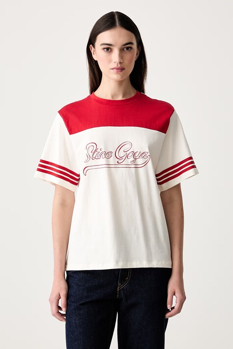 Stine Goya T-shirt damski bawełniany beżowy SG-PF26-T009-2243