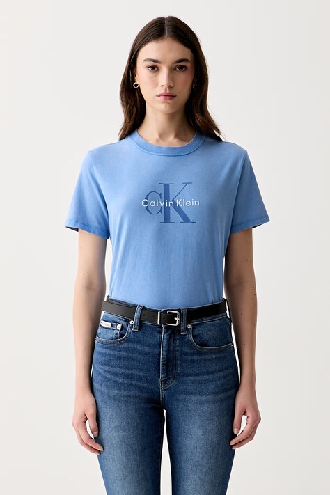 Calvin Klein Jeans T-shirt damski bawełniany niebieski LV047G825G