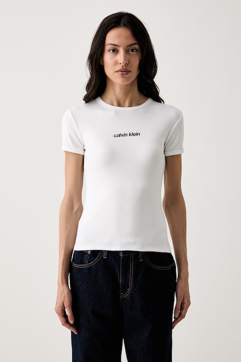 Calvin Klein Jeans tričko dámské bavlněné s elastanem bílé LV047G816G