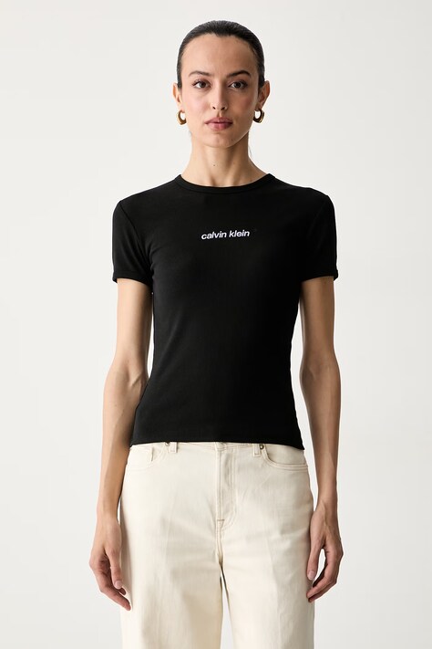 Calvin Klein Jeans majica za žene od pamuka s elastanom crna LV047G816G