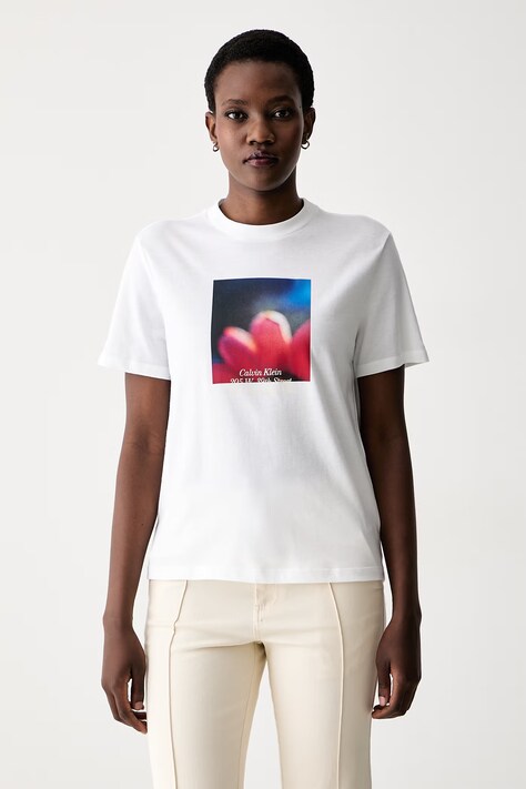 Calvin Klein Jeans kratka majica ženska bombažna bela LV047G813G