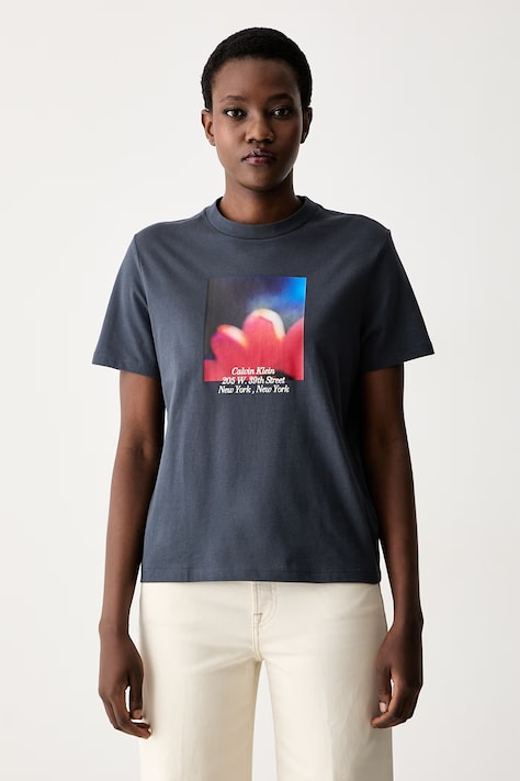 Calvin Klein Jeans T-shirt damski bawełniany niebieski LV047G813G