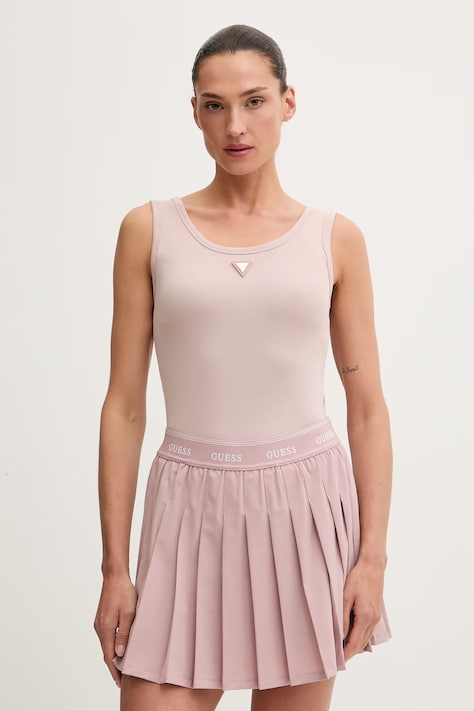 Guess top damski z bawełną OLYMPE różowy V6YP09 K4312