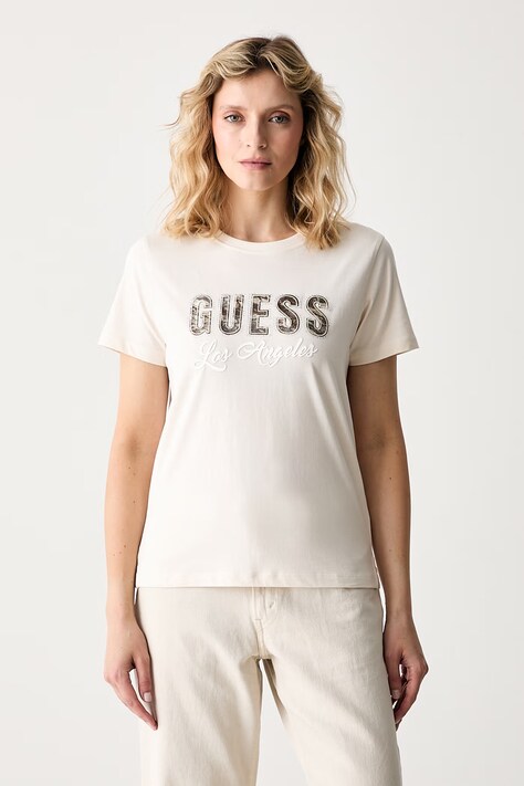 Guess tričko dámské bavlněné béžové W6YI30 K4349