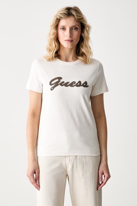 Guess T-shirt γυναικείο βαμβακερό μπεζ W6YI29 K4348