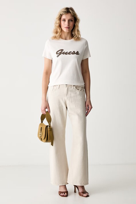 Guess T-shirt γυναικείο βαμβακερό μπεζ W6YI29 K4348