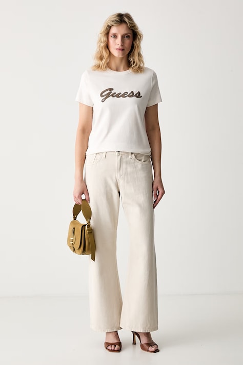 Guess T-shirt γυναικείο βαμβακερό μπεζ W6YI29 K4348