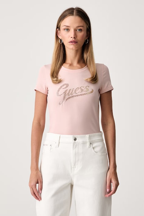 Guess tričko dámské s bavlnou růžové W6YI21 K4337