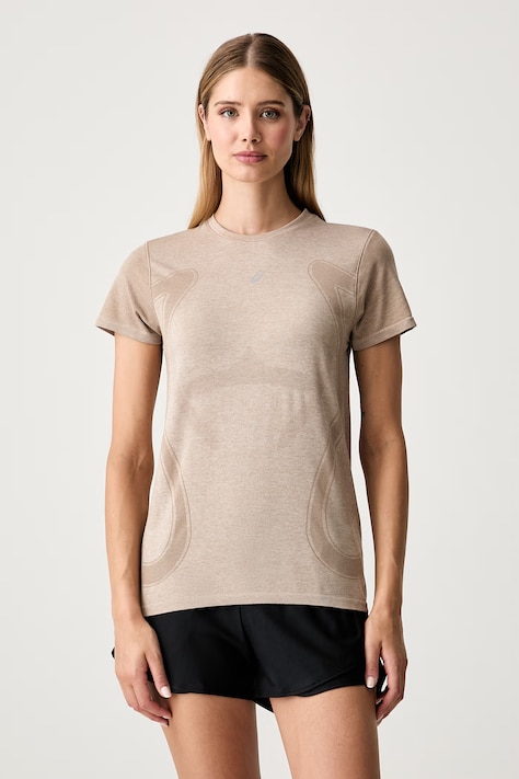 Asics T-shirt treningowy damski ROAD SEAMLESS SS TOP beżowy 2012D292.200