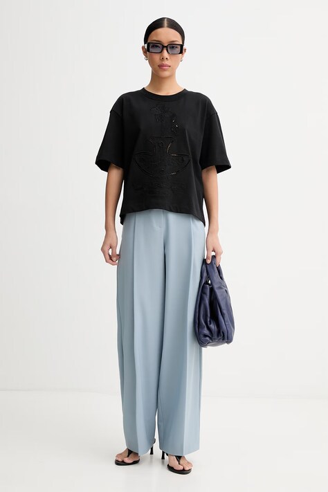 MUNTHE футболка жіноча бавовняна NELLAMY — AW26-TSDZZB, чорний — фото 2