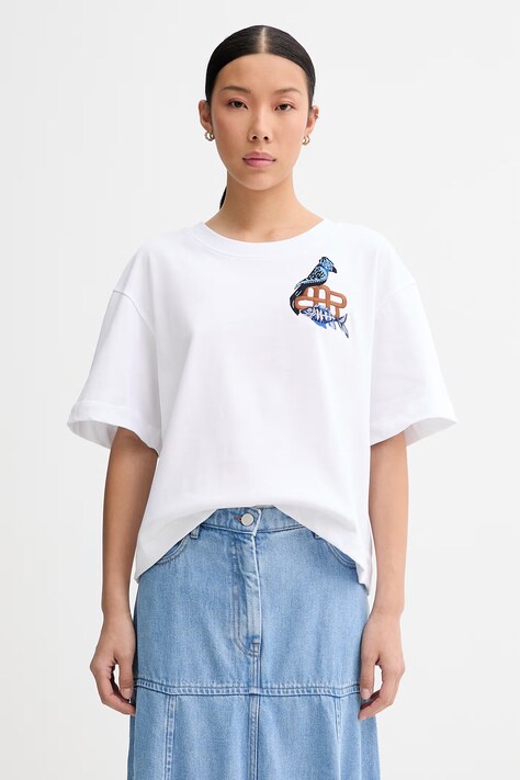 MUNTHE T-shirt damski bawełniany NURI biały 262110726267