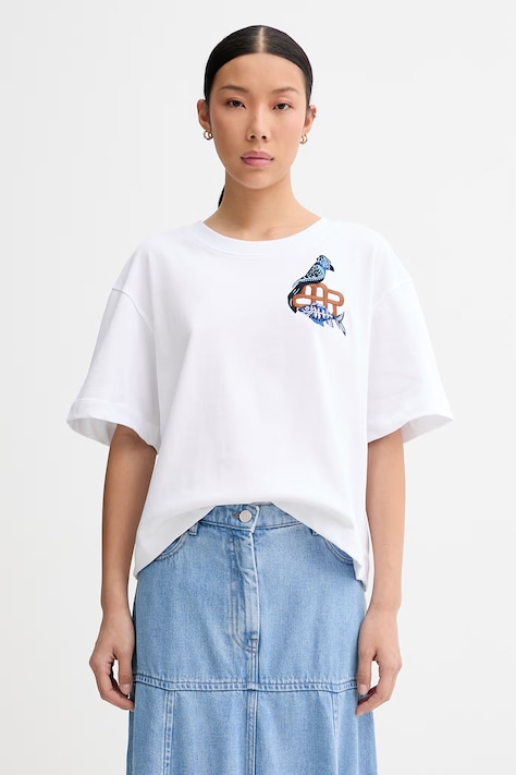 MUNTHE t-shirt γυναικείο βαμβακερό NURI λευκό 262110726267