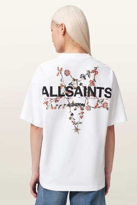 AllSaints T-shirt oversize damski bawełniany PENTACLE biały W171JE